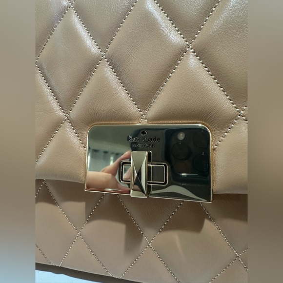 Kate Spade Tan and Gold Quilted Shoulder Bag - Picture 4 of 8